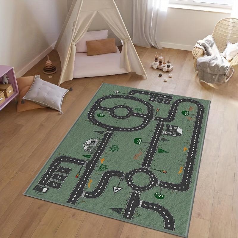 Faux Cashmere Fabric Cartoon Maze Rug Soft Indoor Rug