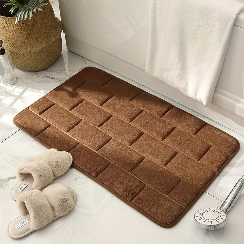 Embossed Solid Bath Rug Soft Non Slip Quick Dry Bath Mat Absorbent Shower Carpet