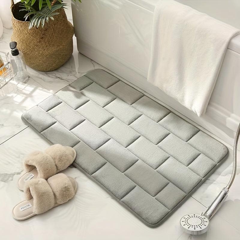 Embossed Solid Bath Rug Soft Non Slip Quick Dry Bath Mat Absorbent Shower Carpet