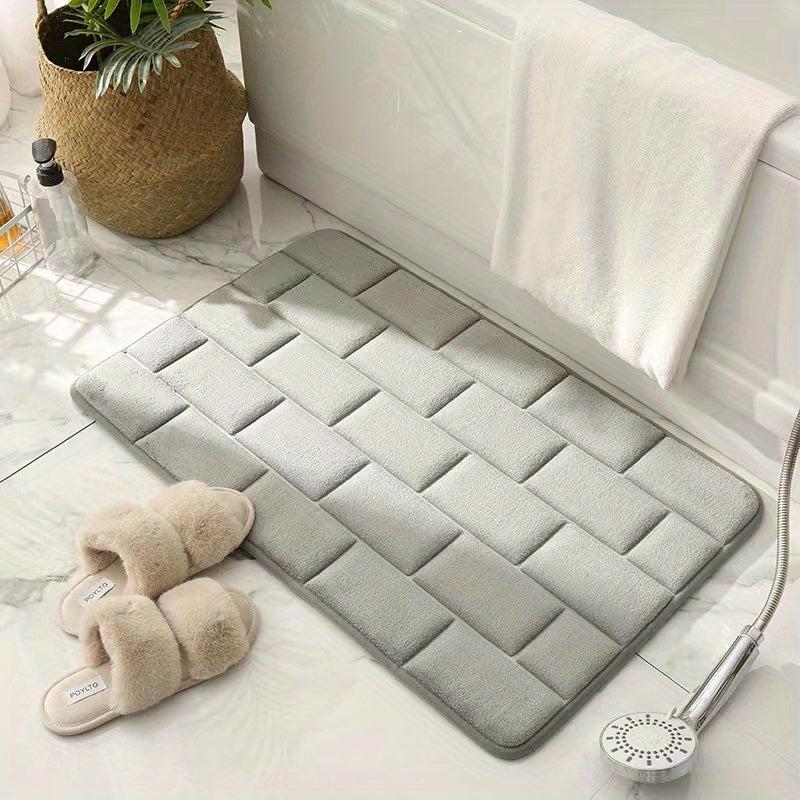 Embossed Solid Bath Rug Soft Non Slip Quick Dry Bath Mat Absorbent Shower Carpet