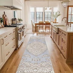 Vintage Floral Runner Rug Non Slip for Laundry Room Kitchen - Machine Washable