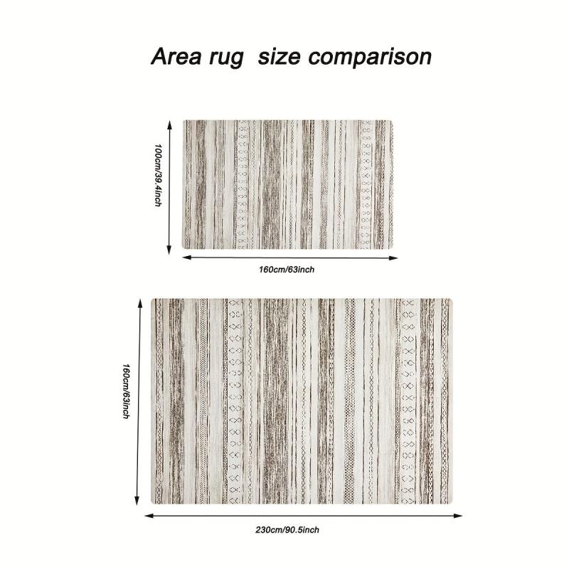 Modern Abstract Geometric Area Rug Light Brown Gray Faux Cashmere Rug