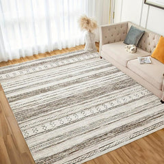 Modern Abstract Geometric Area Rug Light Brown Gray Faux Cashmere Rug