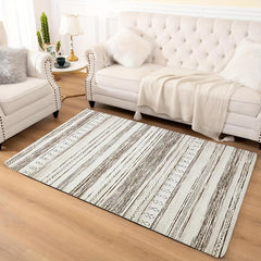 Modern Abstract Geometric Area Rug Light Brown Gray Faux Cashmere Rug