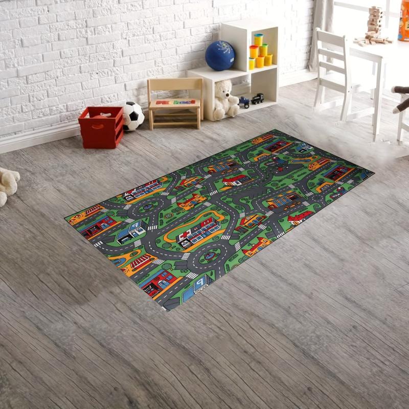 Educational Car Rugs For Kids Road And Traffic Carpet Play Rug