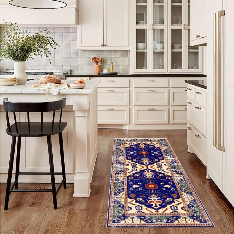 Vintage Medallion Runner Rug Non Slip Distressed Area Washable Boho Floor Carpet