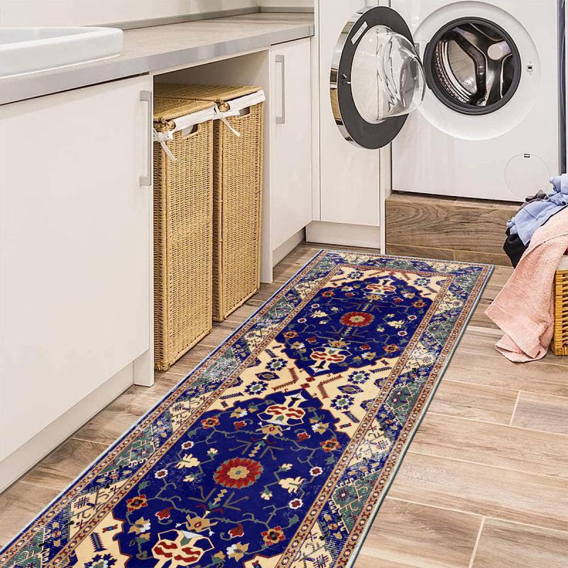 Vintage Medallion Runner Rug Non Slip Distressed Area Washable Boho Floor Carpet