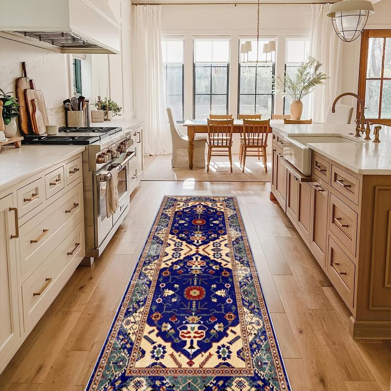Vintage Medallion Runner Rug Non Slip Distressed Area Washable Boho Floor Carpet