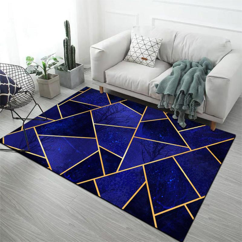 Dark Geometric Pattern Floor Mat Waterproof Runner Rug