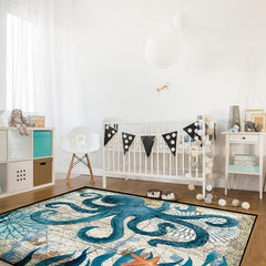 Sea Octopus Monster Fluffy Shag Bath Rug Ocean Animal Starfish Non Slip Soft Abs