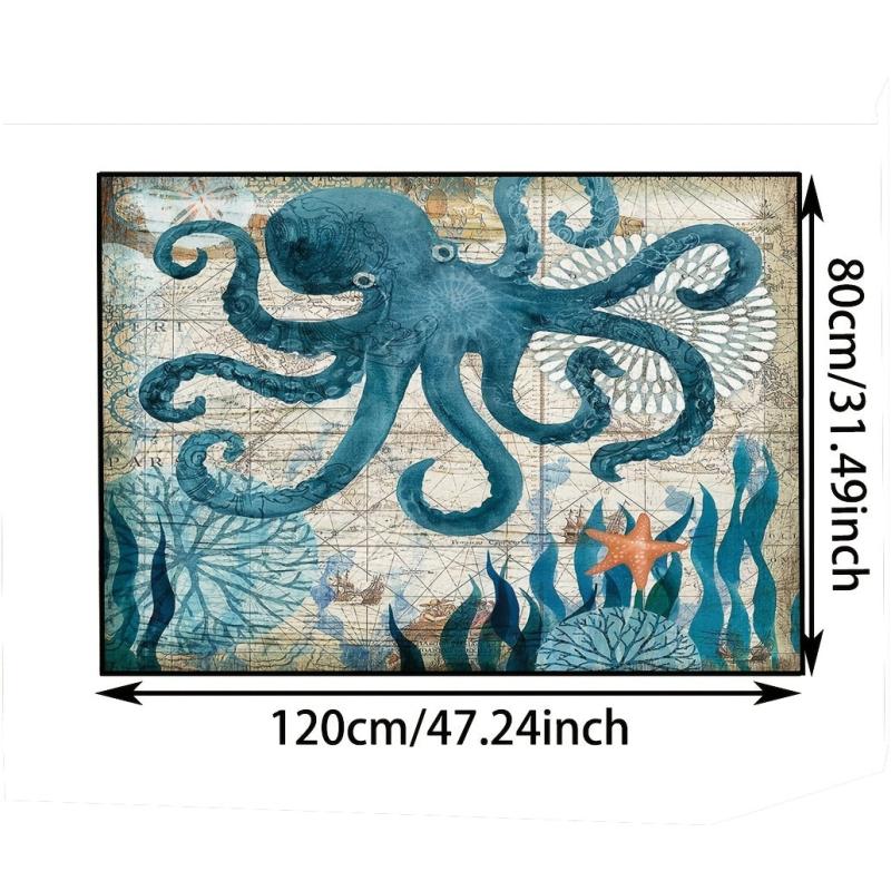 Sea Octopus Monster Fluffy Shag Bath Rug Ocean Animal Starfish Non Slip Soft Abs