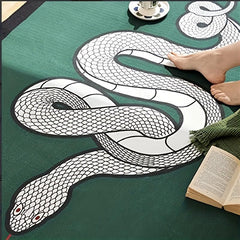 Green Geometric Area Rug, Washable & Non-Slip, Soft
