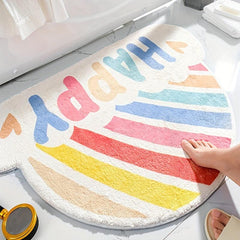 Rainbow Cashmere Bath Mat Modern Bathroom Rug Non Slip Absorbent Bathtub Mat