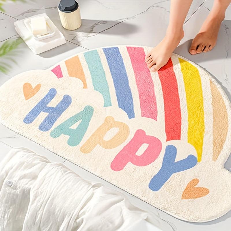 Rainbow Cashmere Bath Mat Modern Bathroom Rug Non Slip Absorbent Bathtub Mat