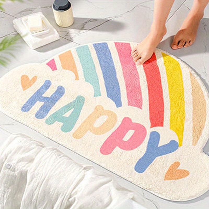 Rainbow Cashmere Bath Mat Modern Bathroom Rug Non Slip Absorbent Bathtub Mat