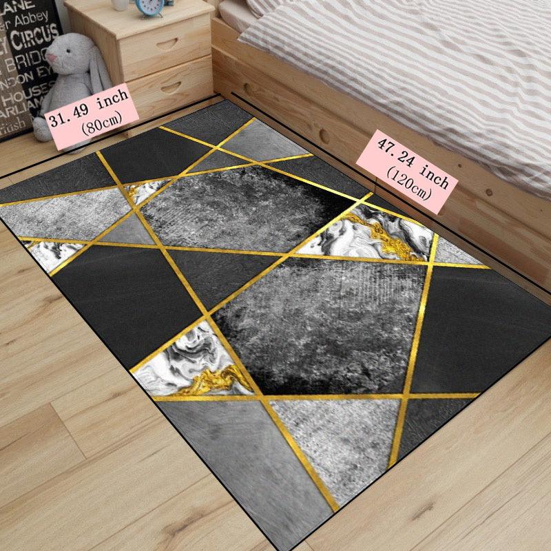 Decorative Rug Marble Geometric Floor Mat Anti Slip Polyester Carpet