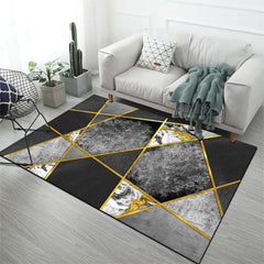 Decorative Rug Marble Geometric Floor Mat Anti Slip Polyester Carpet