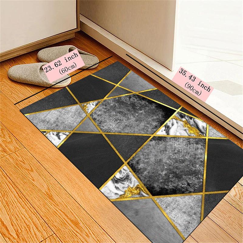 Decorative Rug Marble Geometric Floor Mat Anti Slip Polyester Carpet