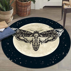 Gothic Skull Round Area Rug Moon Star Living Room