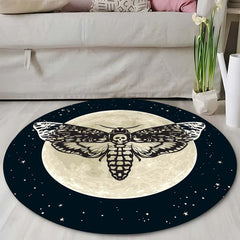 Gothic Skull Round Area Rug Moon Star Living Room