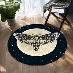 Gothic Skull Round Area Rug Moon Star Living Room