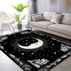 Moon Flower Pattern Kitchen Rug Vintage Anti Slip Carpet