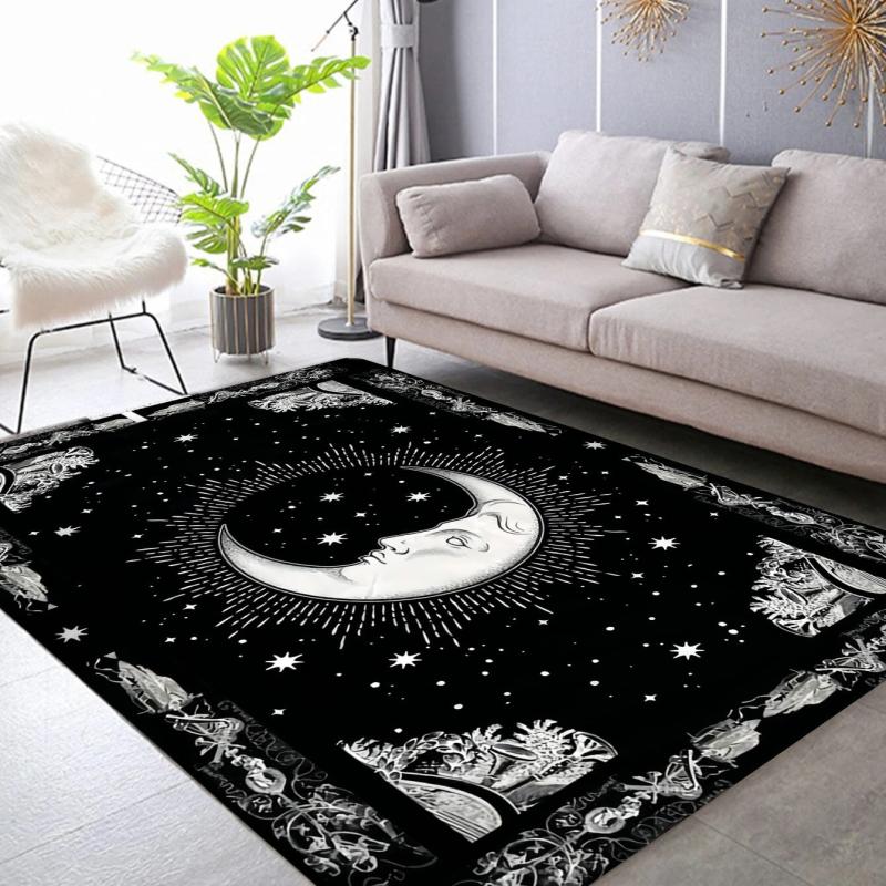 Moon Flower Pattern Kitchen Rug Vintage Anti Slip Carpet