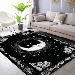 Moon Flower Pattern Kitchen Rug Vintage Anti Slip Carpet