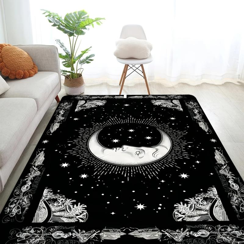 Moon Flower Pattern Kitchen Rug Vintage Anti Slip Carpet