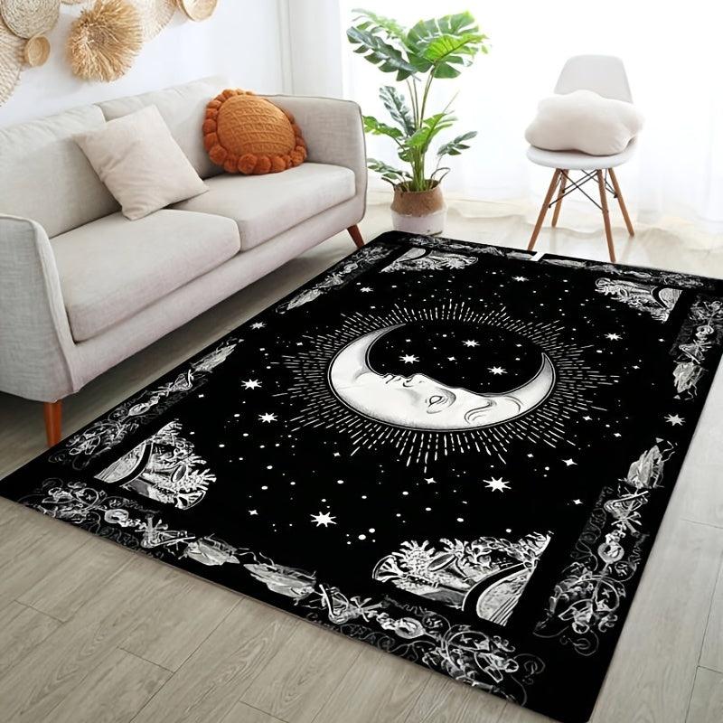 Moon Flower Pattern Kitchen Rug Vintage Anti Slip Carpet