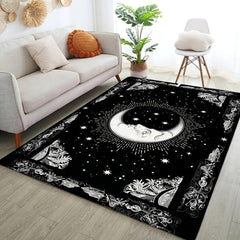 Moon Flower Pattern Kitchen Rug Vintage Anti Slip Carpet