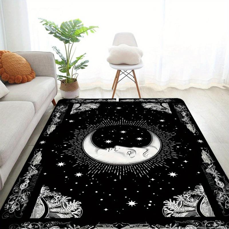 Moon Flower Pattern Kitchen Rug Vintage Anti Slip Carpet