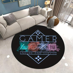 3D Gamer Carpet Large Round Game Area Rugs Non Slip Floor Mat