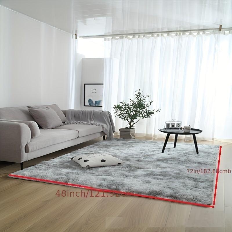 Soft Fluffy Furry Tie Dye Plush Carpet Gray for Living Room Bedroom