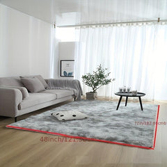 Soft Fluffy Furry Tie Dye Plush Carpet Gray for Living Room Bedroom