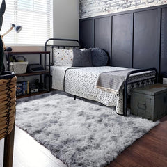 Soft Fluffy Furry Tie Dye Plush Carpet Gray for Living Room Bedroom