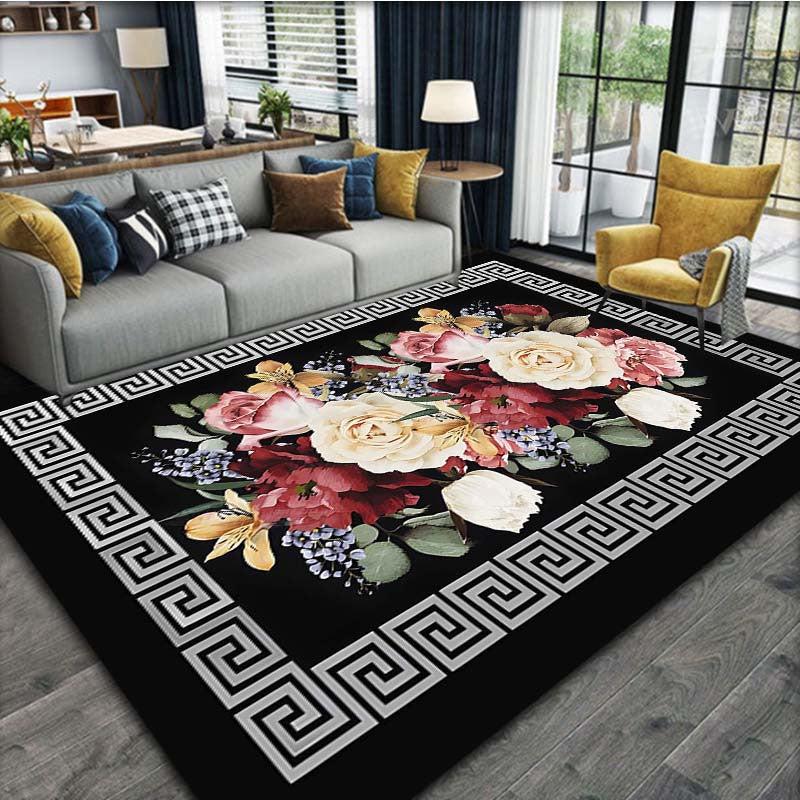 Europe Flower Pattern Carpet Door Floor Mat Abstract Geometric Optical Doormat