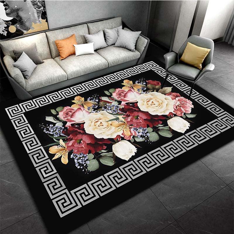 Europe Flower Pattern Carpet Door Floor Mat Abstract Geometric Optical Doormat