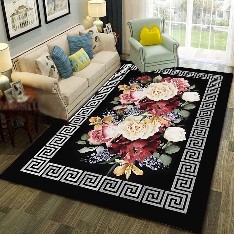 Europe Flower Pattern Carpet Door Floor Mat Abstract Geometric Optical Doormat