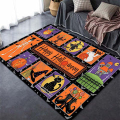 Gothic Halloween Area Rug Spooky Witch Horror Crystal Velvet Non-slip Soft Mat