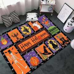 Gothic Halloween Area Rug Spooky Witch Horror Crystal Velvet Non-slip Soft Mat
