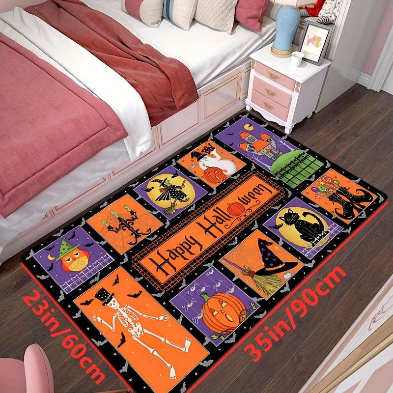 Gothic Halloween Area Rug Spooky Witch Horror Crystal Velvet Non-slip Soft Mat