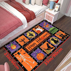 Gothic Halloween Area Rug Spooky Witch Horror Crystal Velvet Non-slip Soft Mat
