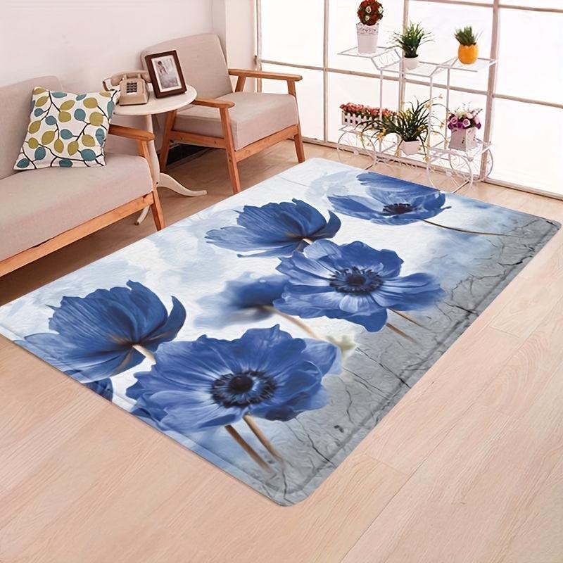 Floral Anti-Fatigue Area Rug Soft Shaggy Carpet