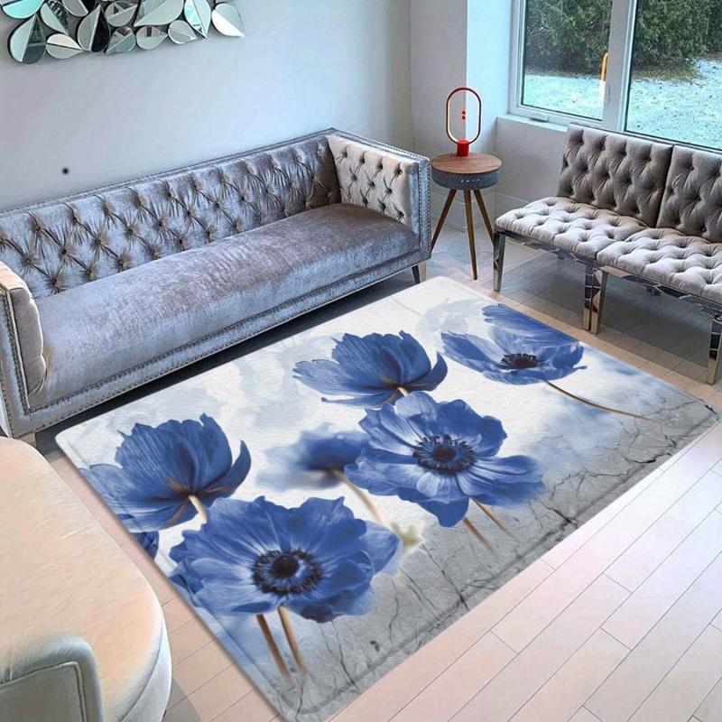 Floral Anti-Fatigue Area Rug Soft Shaggy Carpet