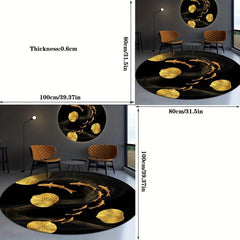 Round Oriental Carpet for Home Decor with Non-Slip Backing
