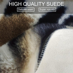 Soft Fluffy Rabbit Fur Kitchen Rug Leopard Print Mat