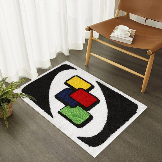 Modern Retro Throw Rugs, Non Slip Washable Abstract Design for Bathroom Bedroom
