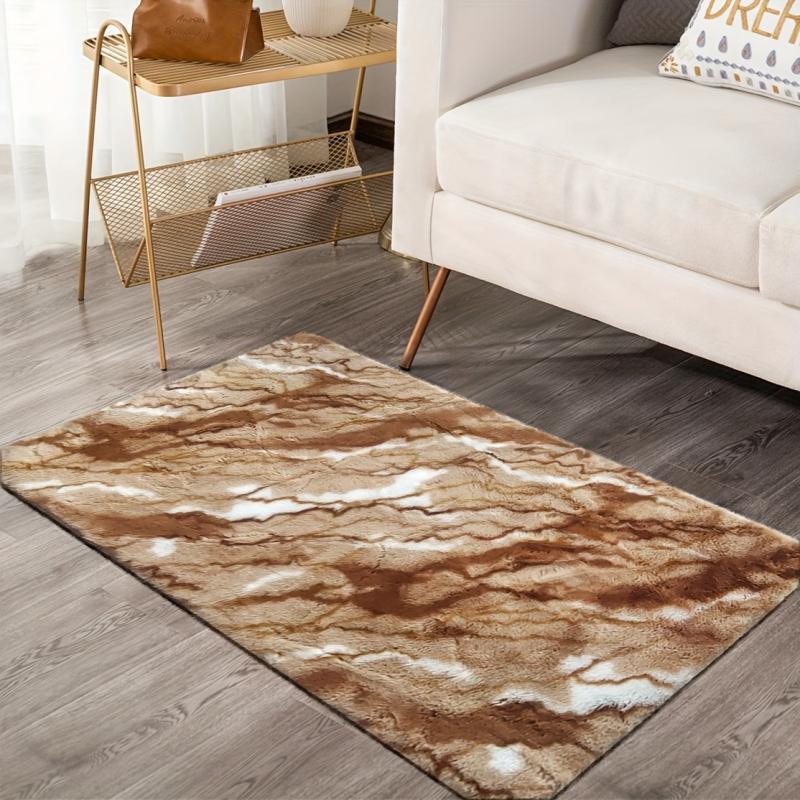 Rabbit Fur Animal Pattern Coffee Marble Floor Mat