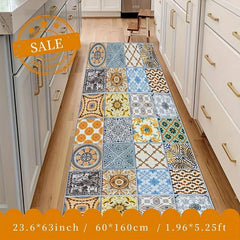 Boho Washable Runner Rug - Vintage Distressed Carpet for Kitchen